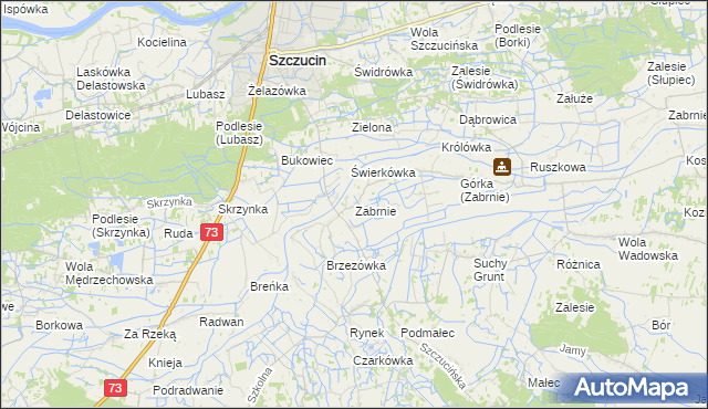 mapa Zabrnie gmina Szczucin, Zabrnie gmina Szczucin na mapie Targeo