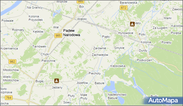 mapa Zachwiejów, Zachwiejów na mapie Targeo