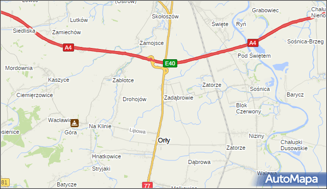 mapa Zadąbrowie gmina Orły, Zadąbrowie gmina Orły na mapie Targeo