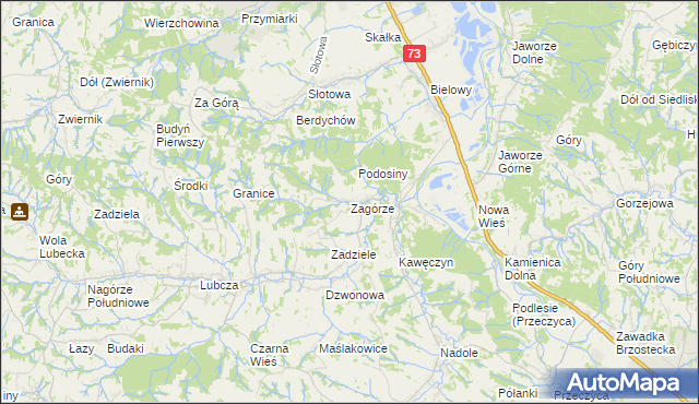 mapa Zagórze gmina Jodłowa, Zagórze gmina Jodłowa na mapie Targeo