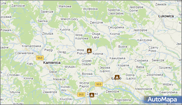 mapa Zagorzyn gmina Łącko, Zagorzyn gmina Łącko na mapie Targeo