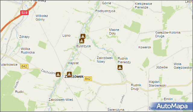 mapa Zakrzówek Nowy, Zakrzówek Nowy na mapie Targeo