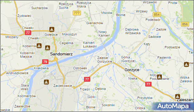 mapa Zalesie Gorzyckie, Zalesie Gorzyckie na mapie Targeo