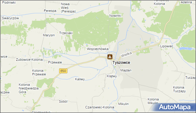 mapa Zamłynie gmina Tyszowce, Zamłynie gmina Tyszowce na mapie Targeo
