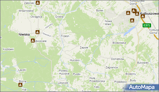 mapa Zapole gmina Niwiska, Zapole gmina Niwiska na mapie Targeo