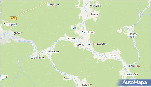 mapa Zasady gmina Gródek, Zasady gmina Gródek na mapie Targeo