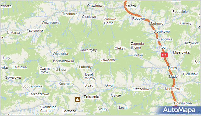 mapa Zawadka gmina Tokarnia, Zawadka gmina Tokarnia na mapie Targeo