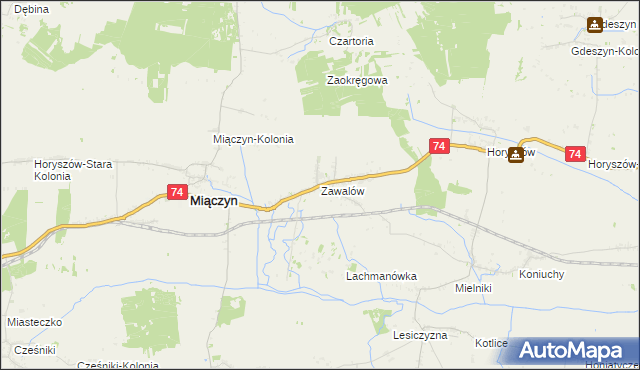 mapa Zawalów, Zawalów na mapie Targeo