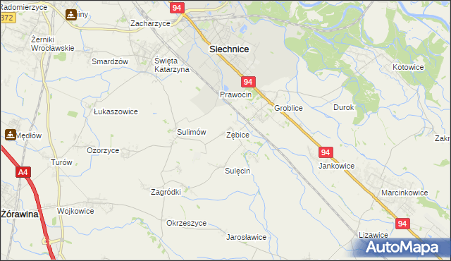 mapa Zębice, Zębice na mapie Targeo