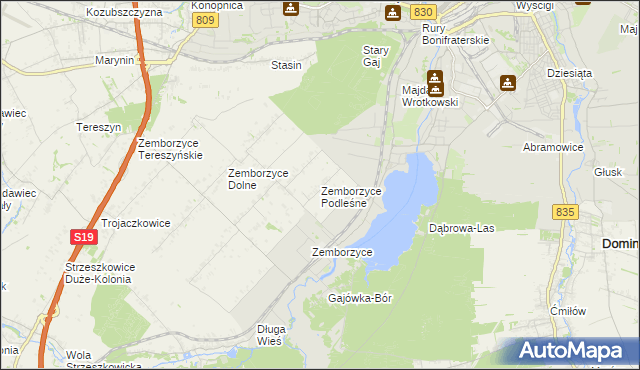 mapa Zemborzyce Podleśne, Zemborzyce Podleśne na mapie Targeo