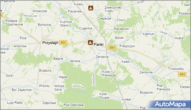 mapa Żerdzina, Żerdzina na mapie Targeo