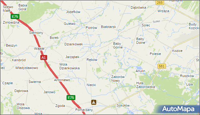 mapa Zieleniec gmina Gostynin, Zieleniec gmina Gostynin na mapie Targeo