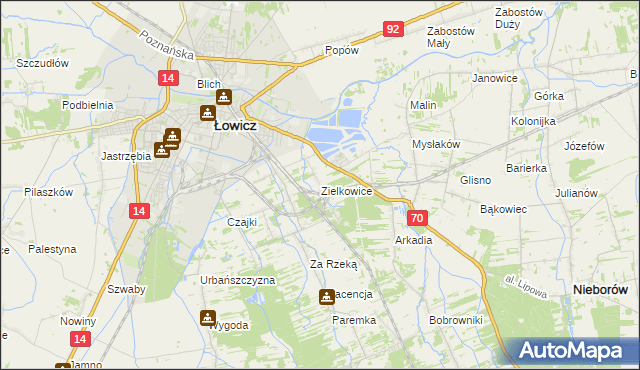 mapa Zielkowice, Zielkowice na mapie Targeo