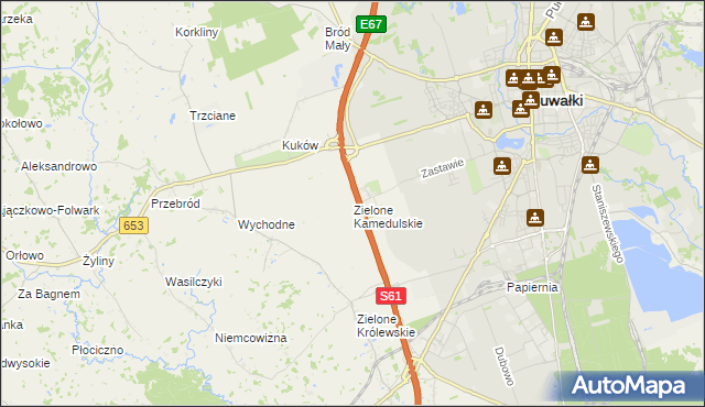 mapa Zielone Kamedulskie, Zielone Kamedulskie na mapie Targeo