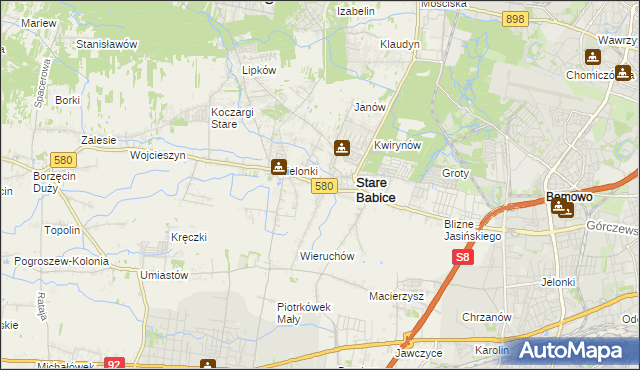 mapa Zielonki-Parcela, Zielonki-Parcela na mapie Targeo