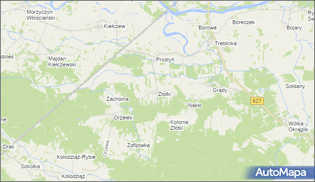 mapa Złotki gmina Sadowne, Złotki gmina Sadowne na mapie Targeo