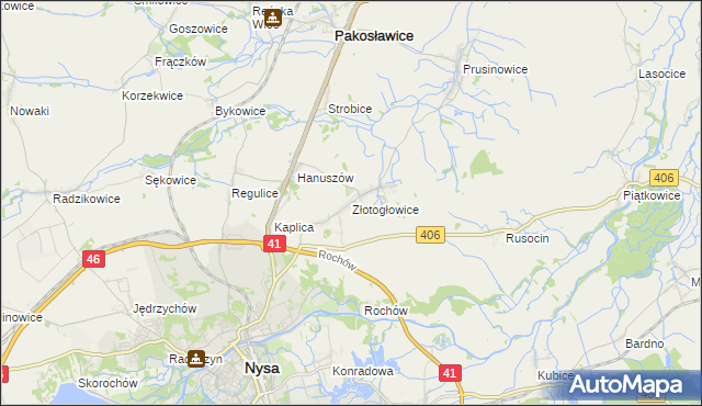 mapa Złotogłowice, Złotogłowice na mapie Targeo