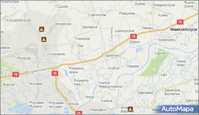 mapa Zofipole gmina Igołomia-Wawrzeńczyce, Zofipole gmina Igołomia-Wawrzeńczyce na mapie Targeo