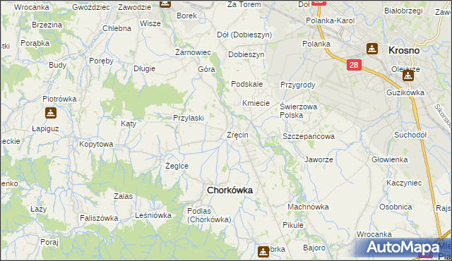 mapa Zręcin, Zręcin na mapie Targeo