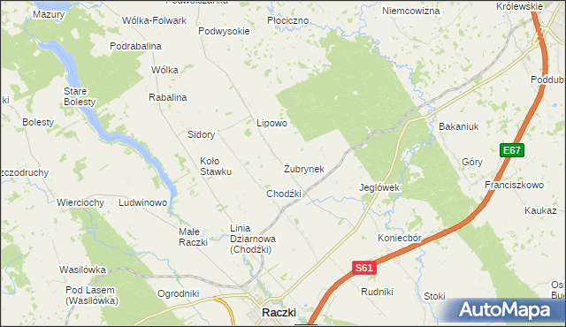 mapa Żubrynek, Żubrynek na mapie Targeo