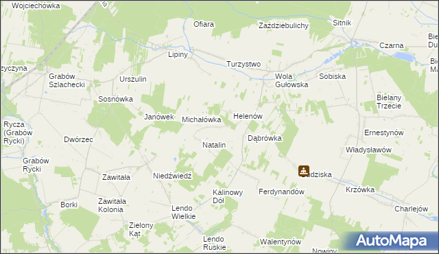 mapa Żurawiec gmina Adamów, Żurawiec gmina Adamów na mapie Targeo