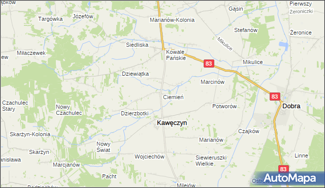 mapa Ciemień, Ciemień na mapie Targeo