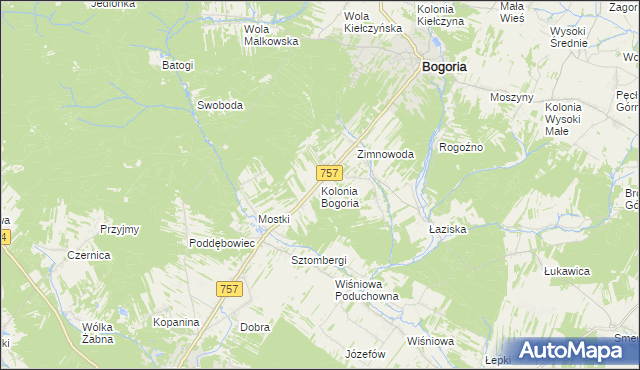 mapa Kolonia Bogoria, Kolonia Bogoria na mapie Targeo