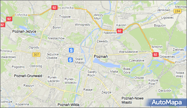 mapa Poznania, Poznań na mapie Targeo