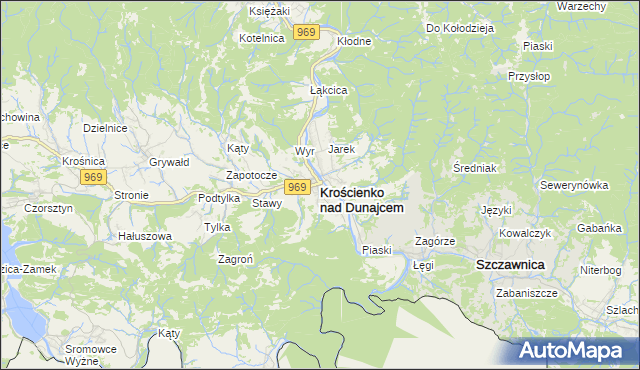 mapa Krościenko nad Dunajcem, Krościenko nad Dunajcem na mapie Targeo