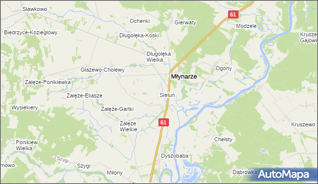 mapa Sieluń, Sieluń na mapie Targeo