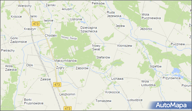 mapa Stefanów gmina Zadzim, Stefanów gmina Zadzim na mapie Targeo