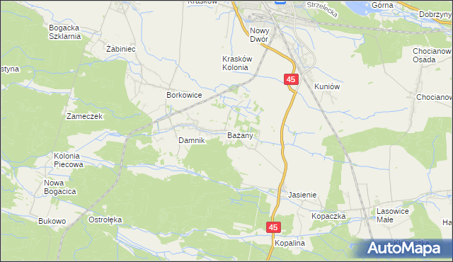 mapa Bażany, Bażany na mapie Targeo