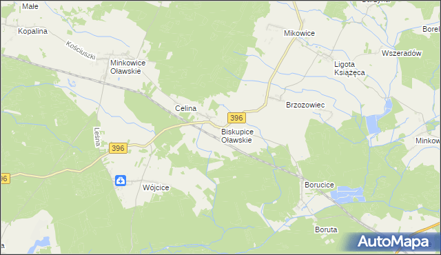 mapa Biskupice Oławskie, Biskupice Oławskie na mapie Targeo