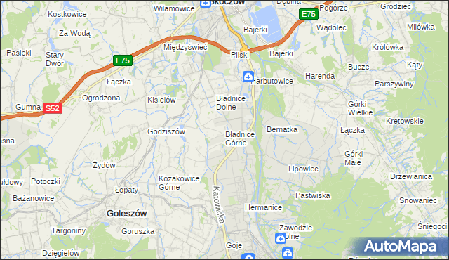 mapa Bładnice Górne, Bładnice Górne na mapie Targeo