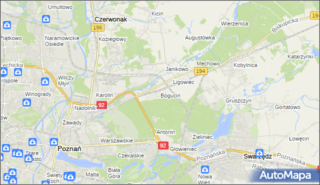 mapa Bogucin gmina Swarzędz, Bogucin gmina Swarzędz na mapie Targeo