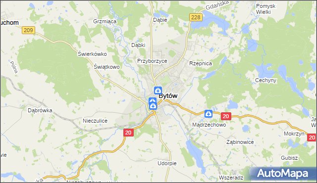mapa Bytów, Bytów na mapie Targeo
