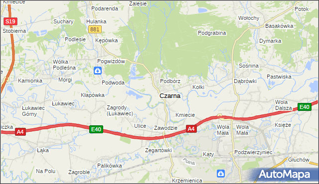 mapa Czarna powiat łańcucki, Czarna powiat łańcucki na mapie Targeo