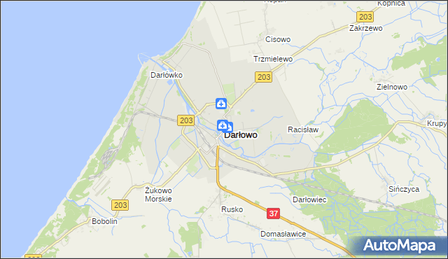 mapa Darłowo, Darłowo na mapie Targeo