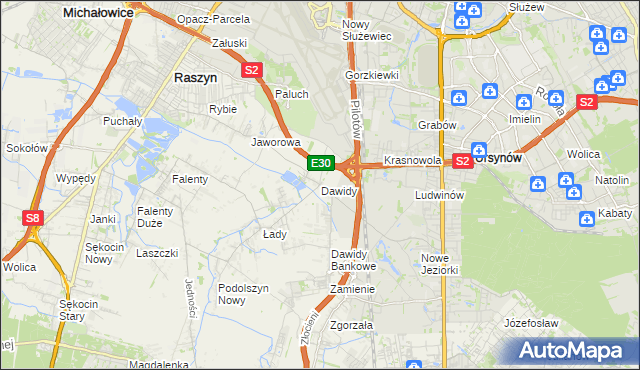 mapa Dawidy gmina Raszyn, Dawidy gmina Raszyn na mapie Targeo