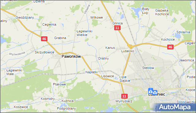 mapa Draliny, Draliny na mapie Targeo