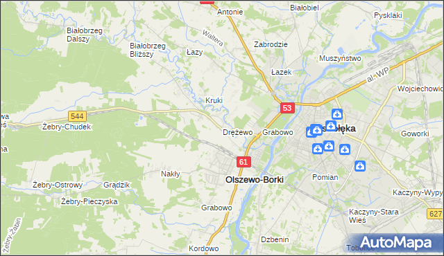 mapa Drężewo, Drężewo na mapie Targeo