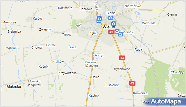 mapa Gaszyn, Gaszyn na mapie Targeo