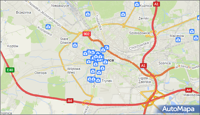 mapa Gliwic, Gliwice na mapie Targeo