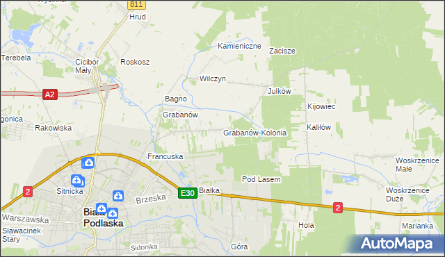 mapa Grabanów-Kolonia, Grabanów-Kolonia na mapie Targeo