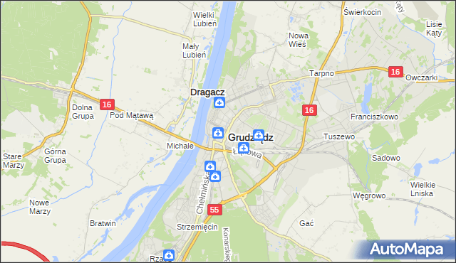 mapa Grudziądza, Grudziądz na mapie Targeo