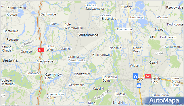 mapa Hecznarowice, Hecznarowice na mapie Targeo