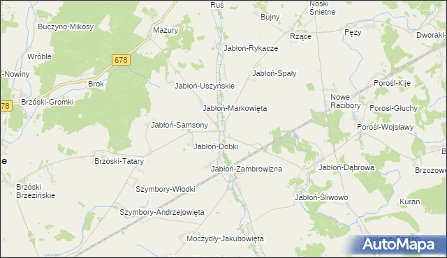 mapa Jabłoń Kościelna, Jabłoń Kościelna na mapie Targeo