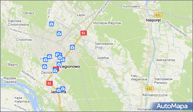 mapa Józefów gmina Nieporęt, Józefów gmina Nieporęt na mapie Targeo