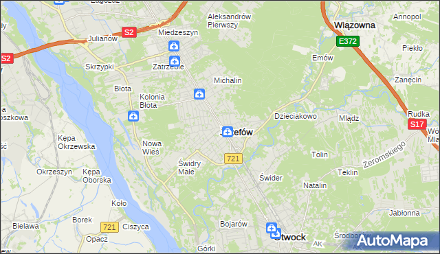 mapa Józefów powiat otwocki, Józefów powiat otwocki na mapie Targeo