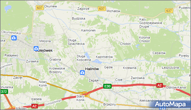 mapa Kazimierów gmina Halinów, Kazimierów gmina Halinów na mapie Targeo